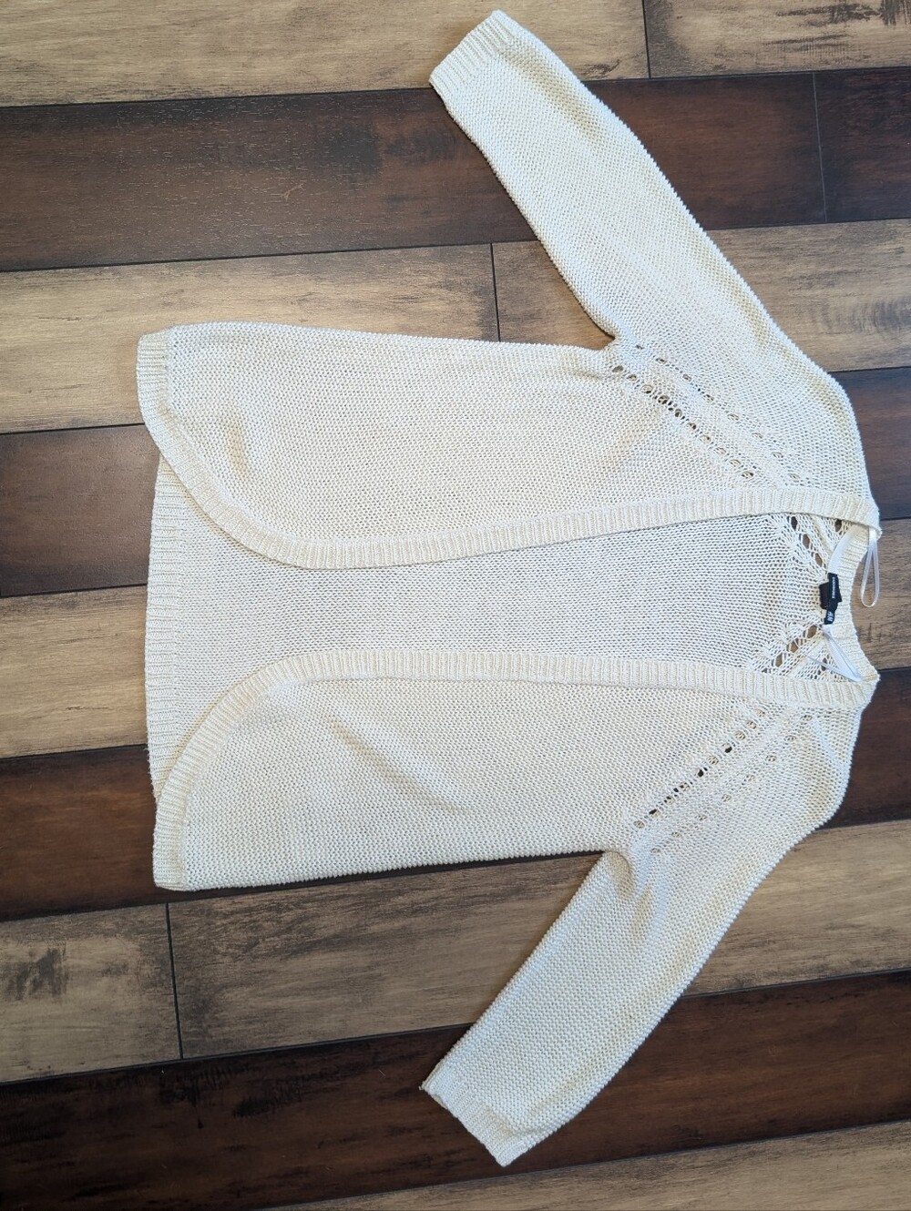 Light Cream Open-Front Knit Women's Cardigan